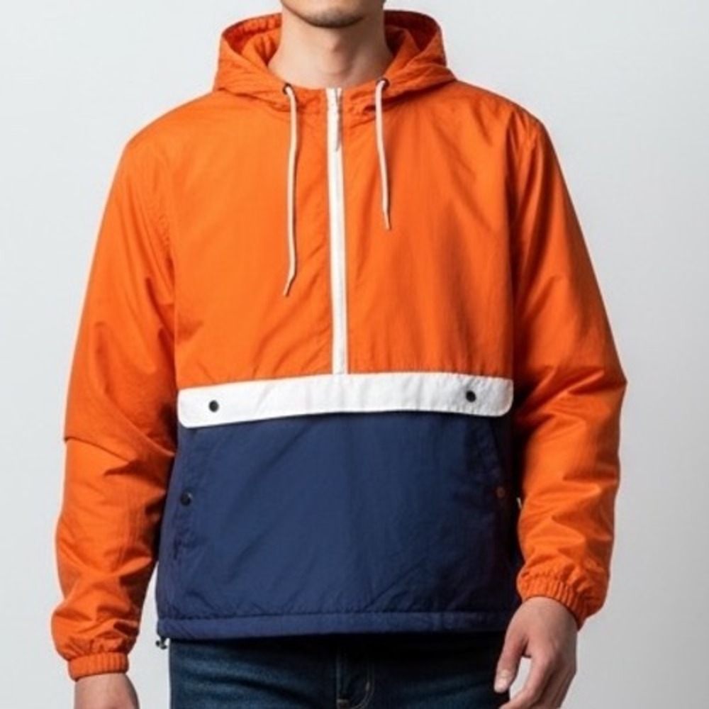 BLACKJACK 1999 USA Colorblock Anorak Windbreaker Jacket Orange Navy Mens M